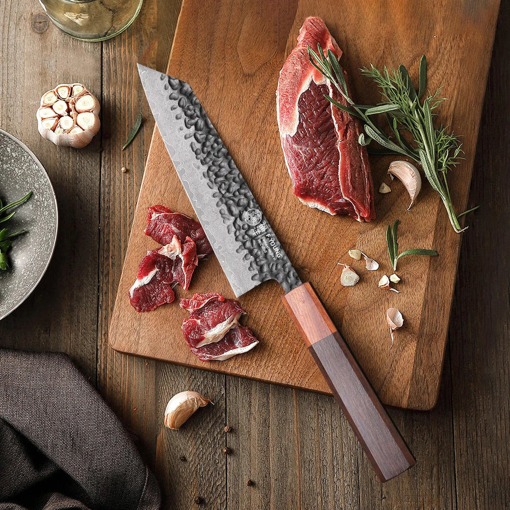 Cuchillo Bunka damasco 67 capas con mango de palisandro – vista 2