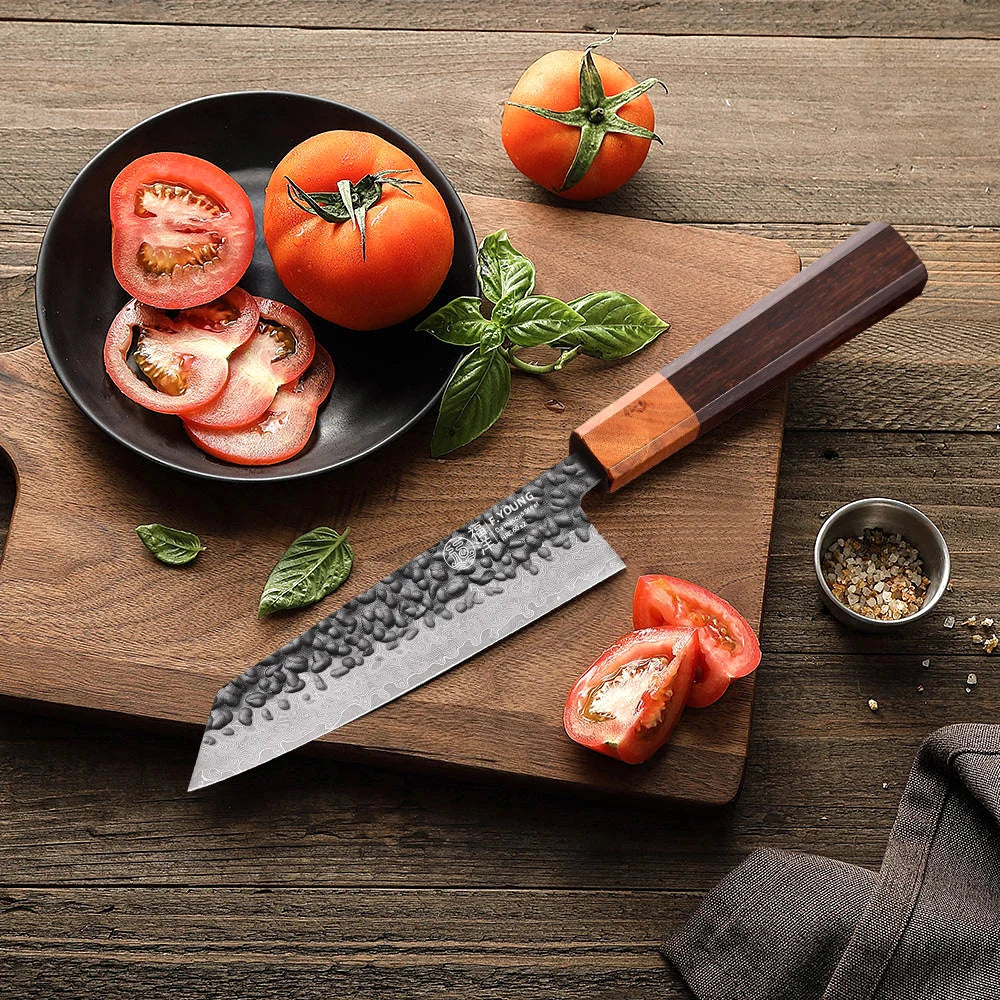 Cuchillo Bunka damasco 67 capas con mango de palisandro – vista 3